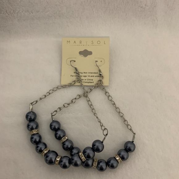 NWOT Marysol Earrings Slate Blue with Silver - Picture 2 of 4